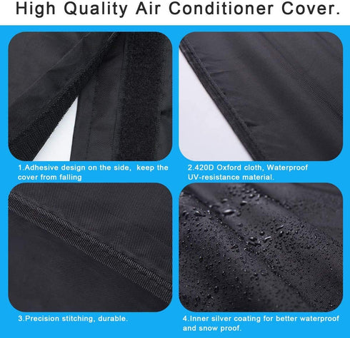 WULEE Air Conditioner Covers for Outside Units -26x26x32 inches Durable AC Cover Water Resistant Fabric Windproof Design Outdoor Furniture Universal Cover with Air Pockets