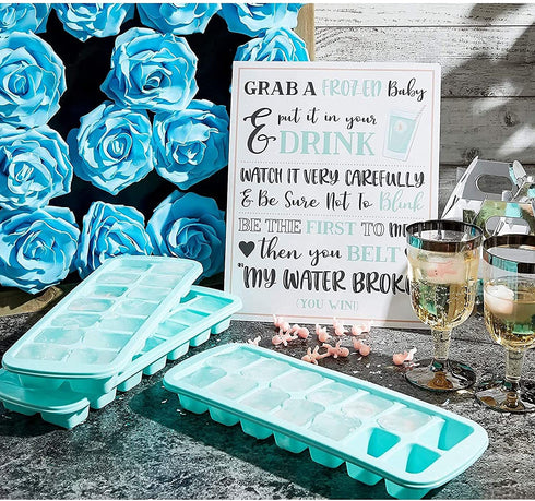 Juvale My Water Broke Baby Shower Game - 60 1 Inch Tiny Plastic Babies, 3 Ice Cube Trays, 1 Sign