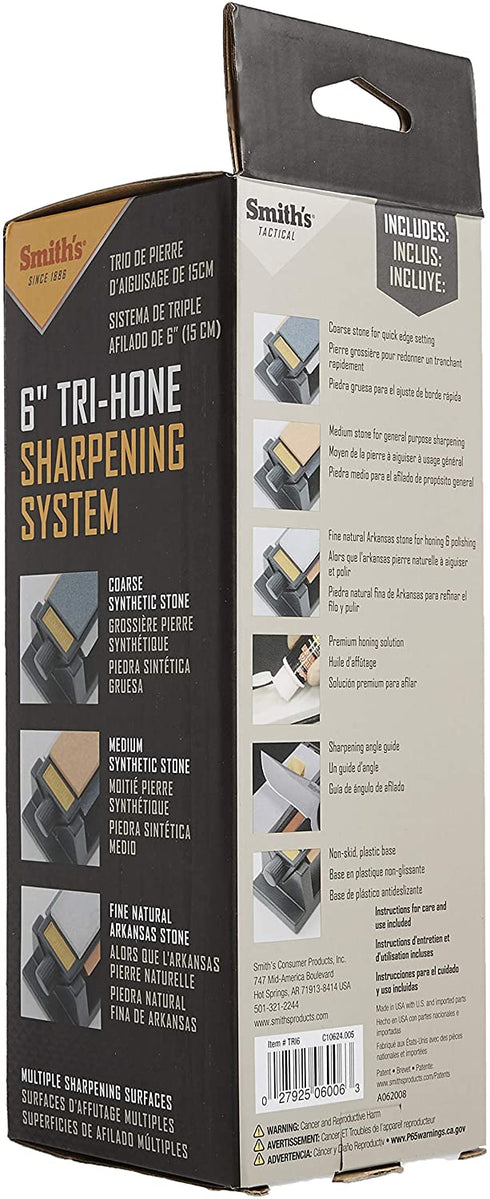 Smith's - TRI6 TRI-6 Arkansas TRI-HONE Sharpening Stones System Gray