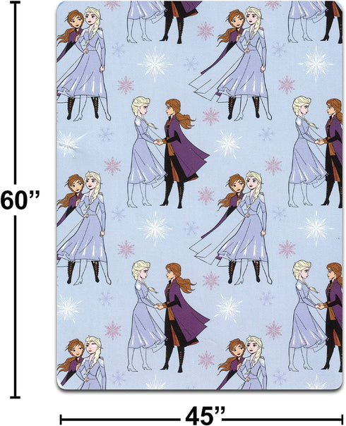 Classic Disney Frozen Sleepover Set for Girls ~ 5 Pc Bundle with 45 x 60 Inch Anna and Elsa Fleece Blanket, Tote Bag, 300 Stickers, More | Bedroom Decor Kids, Toddlers, set, bedding