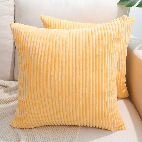BeBen Throw Pillow Covers, Decorative Pillow Covers 20x20, Set of 2 Soft Corduroy Square Cushion Case Home Decor for Couch, Bed, Sofa, Bedroom, Car , Yellow, 20X20