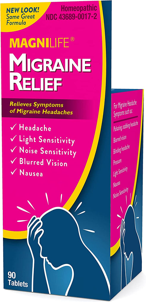 MagniLife Migraine Relief, Fact-Acting, Relieve Throbbing, Pulsating, Stabbing Headache, Ease Nausea, Light & Noise Sensitivity, and Blurred Vision - 90 Tablets