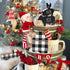 R HORSE 3Pcs Wooden Farmhouse Buffalo Plaid Tiered Tray Decoration Black& White Plaid Rustic Farmhouse Tray Sign Double Printed Farmhouse Shelf Buffalo Plaid Decor for Christmas New Year Photo Prop