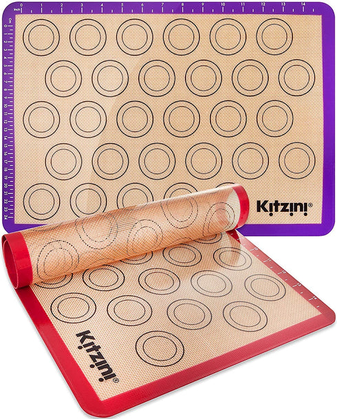 Kitzini Macaron Silicone Baking Mats. 2 Half Macaron Mats. BPA-Free Cookie Sheet. Non Stick Macaron Baking Mat. Professional Grade Silicon Baking Mat. Perfect for Macarons, Macaroons, Pastry & Cookies