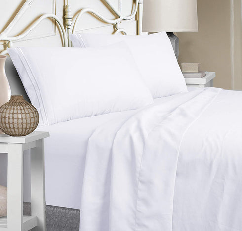 Mejoroom Queen Size Sheet Set,Extra Soft Luxury Brushed Microfiber 1800 Thread Count Percale Sheets with 15-inch Deep Pocket - Breathable Wrinkle Hypoallergenic - 4 Piece (Queen,White)