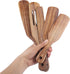 Yowzie Spurtle Shovel Scraper 5 Piece Kitchen Set Utensils Non-Stick Heat Resistant Insta-Pot Cookware Natural Slotted Acacia Wooden Set For Stirring Mixing Serving
