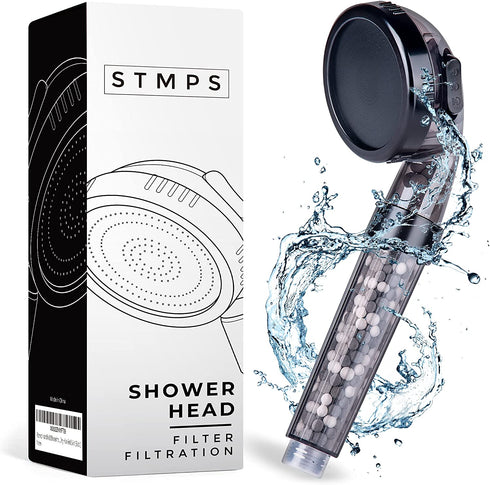 STMPS Shower Head - Handheld High Pressure Water Saving Showerhead with Ionic Spray Filter Beads and 3 Comfort Mode Spa Settings, Perfect for Dry Skin, Hair and Body - Hand Held Showerhead