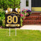 Large Happy 80th Birthday Party Yard Sign Black Gold 80 Birthday Yard Signs with Stakes and Outdoor Lawn Decorations