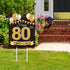 Large Happy 80th Birthday Party Yard Sign Black Gold 80 Birthday Yard Signs with Stakes and Outdoor Lawn Decorations