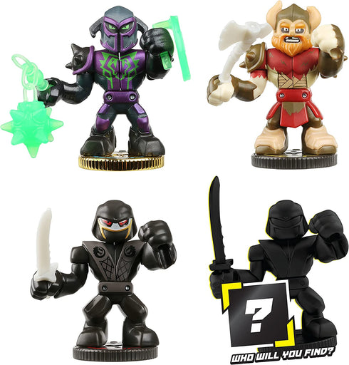 Akedo Ultimate Arcade Warriors - Warrior Collector 4 Pack - 3 Mini Battling Action Figures: Darksting, Axel & Nightblade and one Hidden Mini Battling Action Figure!, Multicolor (14251)
