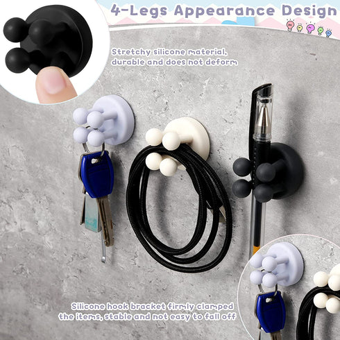 9 Pieces Adhesive Plug Hooks Cable Utility Hook Stick on Wall Door Silicone Wall Hooks Waterproof and Oilproof Towel Key Hooks Self Adhesive Holder for Hanging Kitchen Bathroom Home Office, 3 Colors