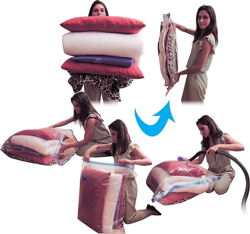 Vacwel Large Vacuum Storage Bags for Clothes, Ziplock Space Saver Compression Bags to Shrink Clothes, Cushions, Pillows for Safe Storage - Large Clothing Space Bag Size: 32 x 21 inch (Large 7-Pack)