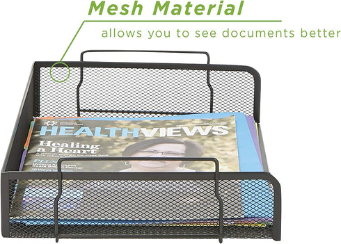 Mind Reader Desk Document Organizer 2 Piece Stackable Tray, Black, 2 Count