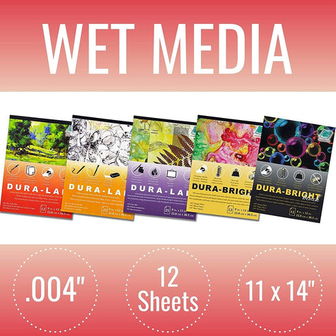 Grafix Dura-Lar 004? Film Coated to Accept Water Based Mediums, Perfect for Watercolor, Planning Compositions, Painting Surfaces or Printmaking, 11 x 14, Wet Media, 12 Sheets