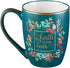 Floral Faith Mug for Women & Men, Ceramic Coffee Mug w/Gold Trim & Calligraphy, 12 oz