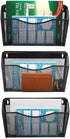 EasyPAG Hanging File Organizer Mesh 3 Single Pockets Wall File Holder Office Document Magazine Folder Rack ,Black