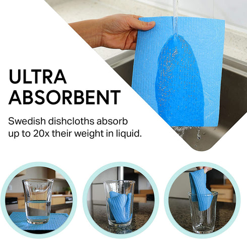 Swedish Wholesale Swedish Dish Cloths - 10 Pack Reusable, Absorbent Hand Towels for Kitchen, Counters & Washing Dishes - Cellulose Sponge Cloth - Eco Friendly Gifts - Assorted