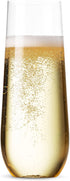 36 Pack Stemless Plastic Champagne Flutes Disposable 9 Oz Clear Plastic Toasting Glasses Shatterproof Recyclable and BPA-Free