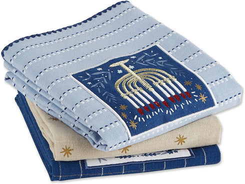 DII Hanukkah Collection Kitchen, Dishtowel Set, 18x28, Hanukkah Blessings, 3 Piece
