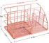 Rose Gold Desk Organizer for Women, AUPSEN Mesh Office Supplies Desk Accessories, Features 5 Compartments + 1 Mini Sliding Drawer