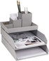 Bigso Hakan Fiberboard Two Tier Stackable Letter/Document Tray, 2.5 x 9 x 12.2 in, Grey