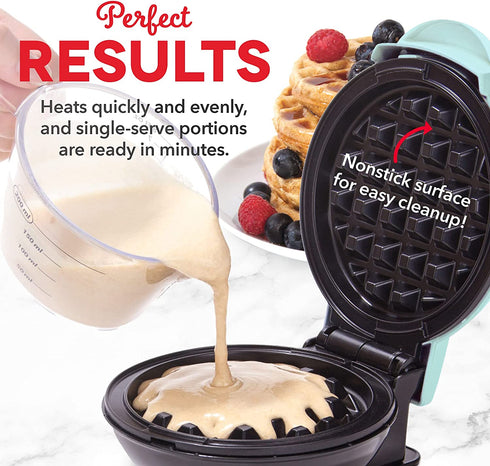 Dash Mini Maker Waffle Maker + Griddle, 2-Pack Griddle + Waffle Iron - Aqua