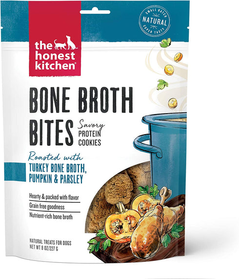The Honest Kitchen Bone Broth Bites: Roasted With Turkey Bone Broth & Pumpkin, 8 Oz Bag