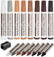 Escest Furniture Touch Up Repair 17Pc Set, Markers and Filler Sticks, Scratches Restore Kit, 8 Felt Tip Markers, 8 Filler Wax Sticks Crayons, 1 Sharpener, Fixing Wood Floors, Tables, Desks, Chairs