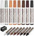Escest Furniture Touch Up Repair 17Pc Set, Markers and Filler Sticks, Scratches Restore Kit, 8 Felt Tip Markers, 8 Filler Wax Sticks Crayons, 1 Sharpener, Fixing Wood Floors, Tables, Desks, Chairs