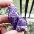 Fekuar 2" Natural Amethyst Howling Wolf Statue, Hand Carved Stone Wildlife Animal Figurine Healing Sculpture Collectible Art Fengshui