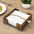 MyGift Rustic Dark Brown Burnt Wood & Galvanized Metal Kitchen Napkin Holder Dispenser Rack with Weighted Rope Rest Design