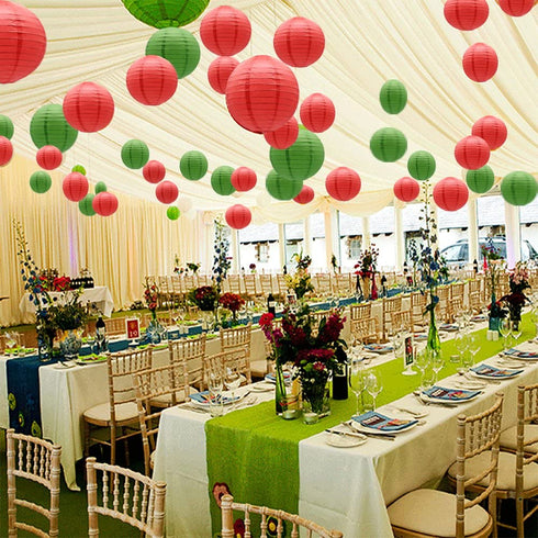 ADLKGG Round Hanging Paper Lanterns Decorations for Party Wedding Birthday Baby Showers Christmas Supplies, Red 12'',10'', 8'', 9 Pack