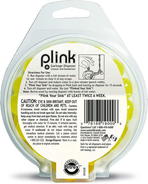 Plink Garbage Disposal Cleaner, Freshener & Odor Removing Balls, Easy to Use, Fresh Lemon Scent, 40 Count (PLM40N)