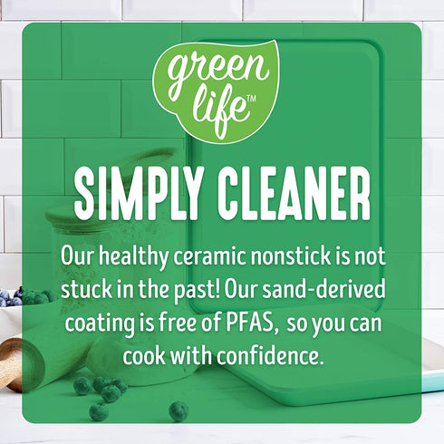 GreenLife Healthy Ceramic Nonstick, 13" x 9" Quarter Cookie Sheet Baking Pan Set, PFAS-Free, Turquoise