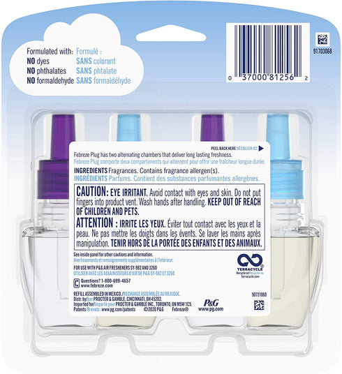 Febreze Plug in Air Freshener and Odor Eliminator, Scented Oil Refill, Mediterraenan Lavender, 0.88 Fl Oz (Pack of 2)
