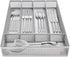 Flatware Tray Utensil Drawer Organizer Kitchen Utensil Cutlery Tray Mesh Designing with Foam Feet Multi Compartments Keep Desk Drawer and Office Supplies Well Organized (Silver)