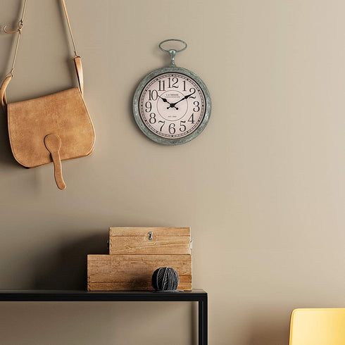 La Crosse 404-3828 9 Inch Pocket Watch Quartz Wall Clock, Green