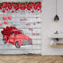 Valentine's Day Shower Curtain, Car Filled with Red Roses and Love Balloon Waterproof Shower Curtain with 12 Hooks for Bathroom Valentine's Day