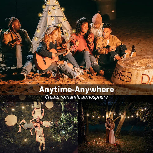 Bomcosy Patio Lights - Outdoor String Lights 30FT Smart Globe String Lights with Waterproof Shatterproof 15+1(Spare) G40 Led Bulbs, 2.4GHz Wi-Fi & Alexa Control Hanging Lights for Garden, Backyard