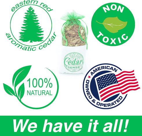 Cedar Sense - Eucalyptus Scented Cedar Sachets 8 Pack Essential Oil Infused Cedar Chips Car Air Freshener Closet Freshener Potpourri Bags Air Fresheners Sachets for Drawers