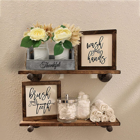 Besuerte Decorative Mason Jar Centerpiece, Rustic Wood Tray Home Decor with 2 Mason Jars,Rose Bouquet Flowers for Dining Room,Living Room,Kitchen,Office,Coffee Table,Utensils Holder, White