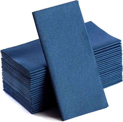Navy Napkins | Linen Feel Disposable Cloth Like Paper Dinner Napkins | Hand Towels | Soft, Absorbent, Paper Hand Towels for Bathroom,Kitchen,Parties,Weddings or Events | 50 Pack