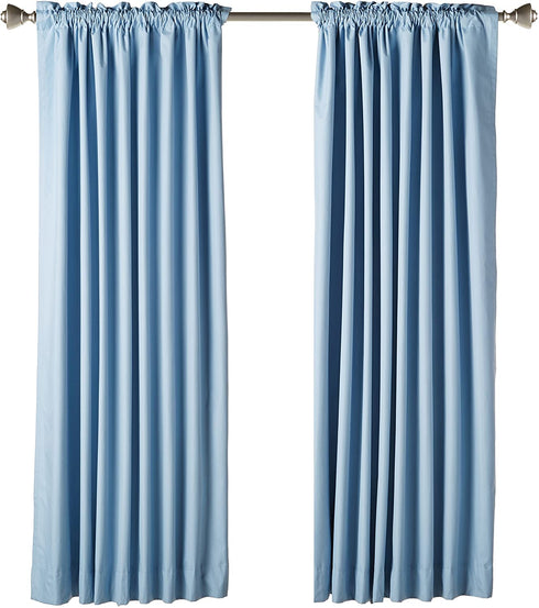 Amazon Basics Room Darkening Blackout Window Curtains with Tie Backs Set - 52 x 63-Inch, Light Blue, 2 Panels