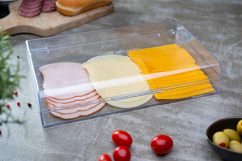 PIKANTY Fridge and Freezer Deli Keeper with Hinged Lid. Great for Meat, Cheese, Bacon, Cold Cuts and more. Made in USA