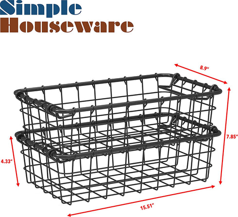 SimpleHouseware 2 Pack Stackable Single Wire Basket, (8.9 x 15.5 x 4.3 in)