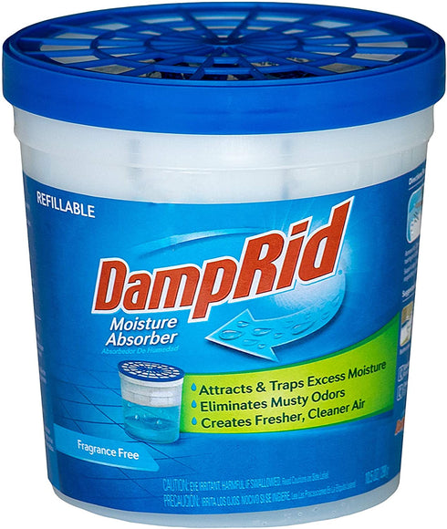DampRid Refillable Moisture Absorber, 10.5 oz. Cups, 4 Pack, Fragrance Free, Traps Moisture for Fresher, Cleaner Air, No Electricity Required, Lasts Up To 60 Days
