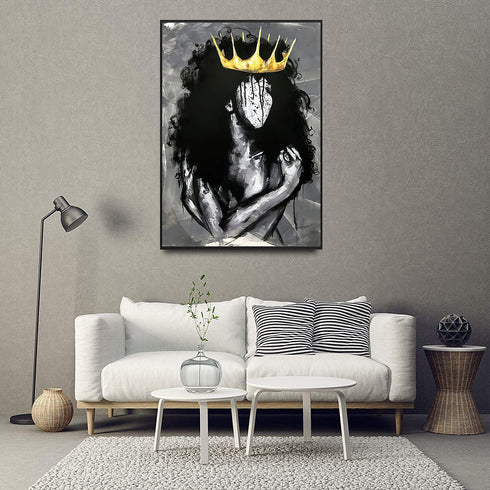 Black Queen Wall Art African American Black Queen Girl Canvas Wall Art African Black Art Prints Painting Abstract Contemporary Canvas Poster Home Decor for Bedroom Living Room Bar Hotel Wall Decor UNFRAMED