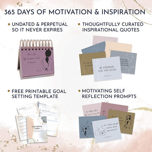 RYVE Motivational Calendar - Daily Flip Calendar with Inspirational Quotes - Inspirational Desk Decor for Women, Office Decor for Women, Motivational Gifts for Women, Inspirational Gifts for Women