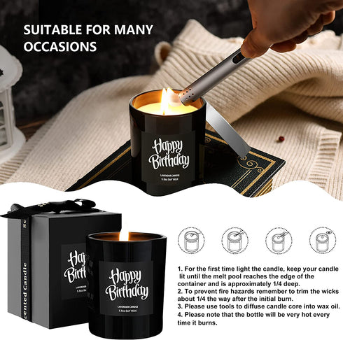 Happy Birthday Candles - Birthday Gifts for Mom,Friends,Sisters,Female,Girlfriend,Wife - Natural Soy Lavender Scented Candles for Women Her