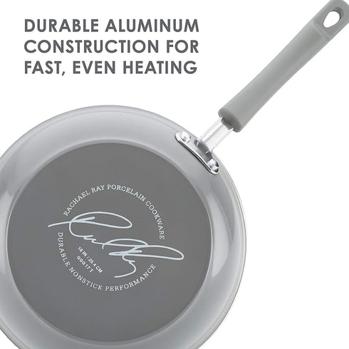 Rachael Ray Brights Deep Nonstick Frying Pan / Fry Pan / Deep Skillet - 9.5 Inch, Gray